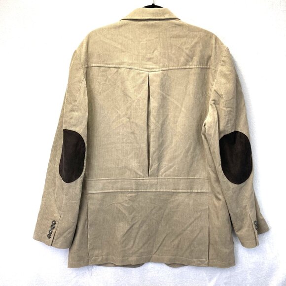 Vintage Tasso Elba Corduroy Safari Blazer Jacket RARE Mens Large L Elbow Patches - Picture 3 of 16